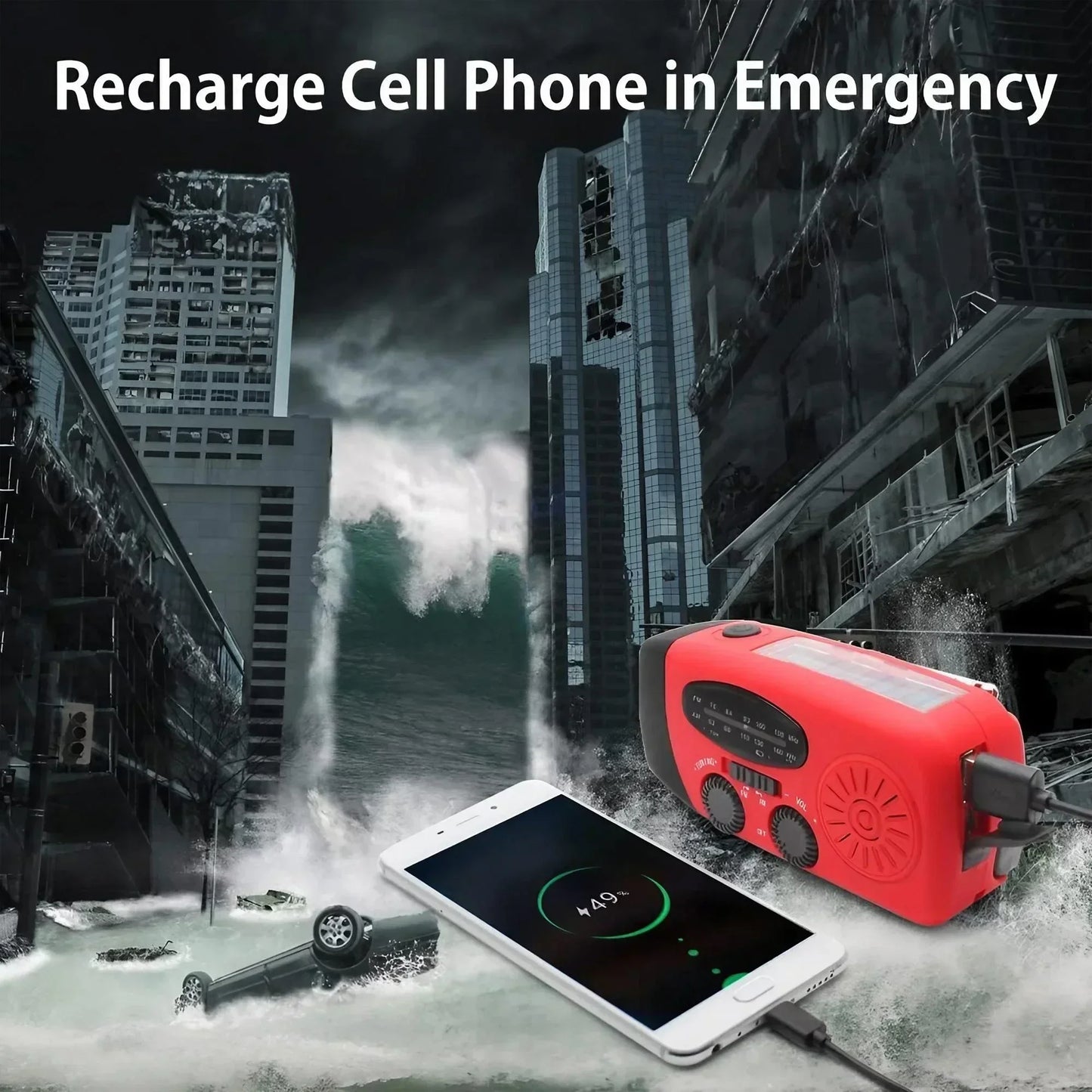 Radio d’urgence multifonction – Solaire, manivelle USB