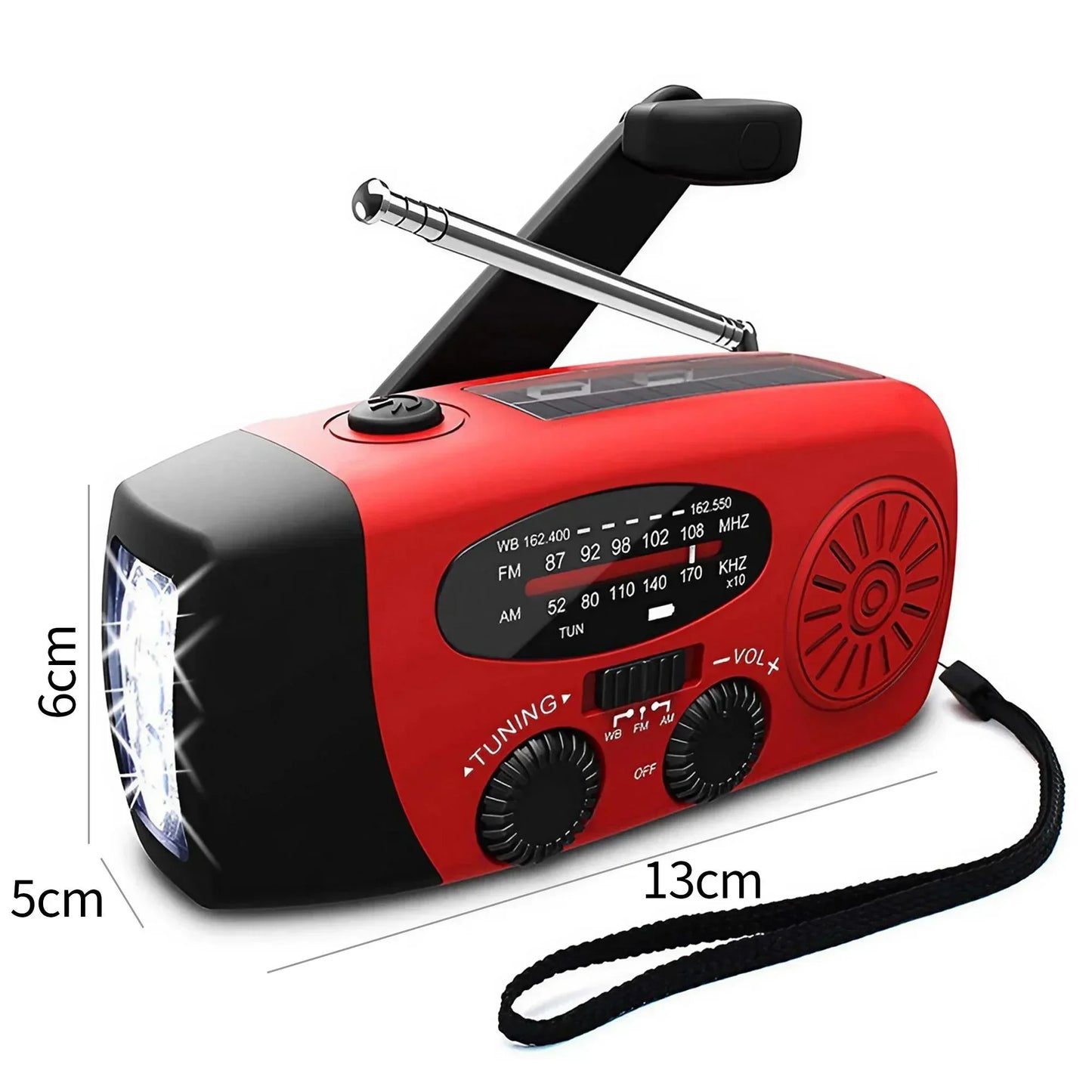 Radio d’urgence multifonction – Solaire, manivelle USB
