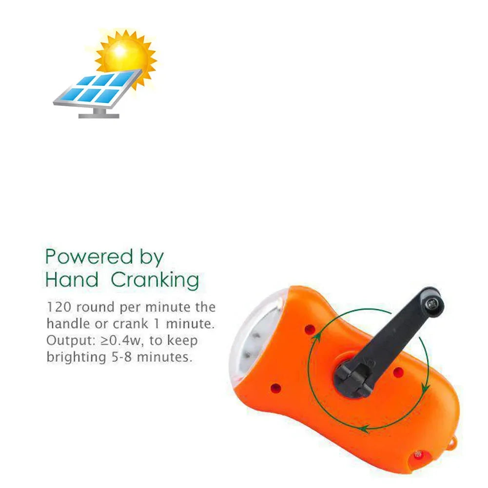 Lampe de Poche LED Dynamo & Solaire