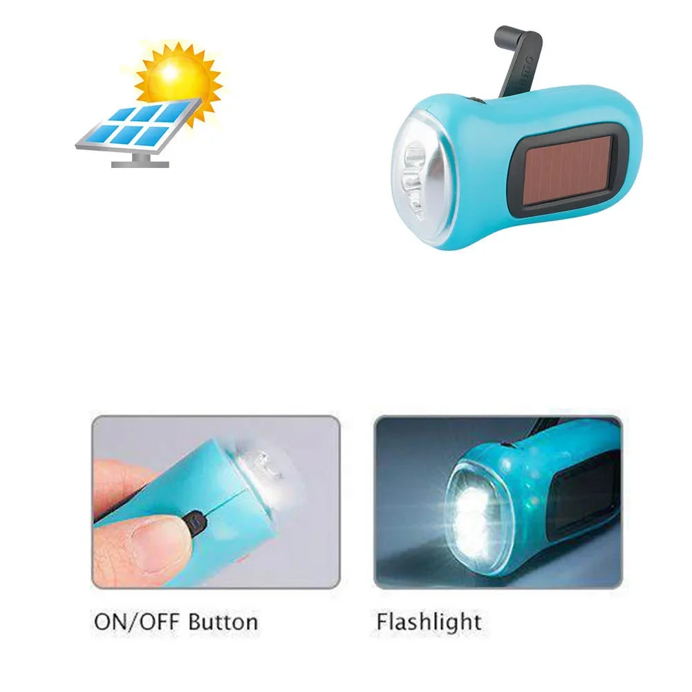 Lampe de Poche LED Dynamo & Solaire