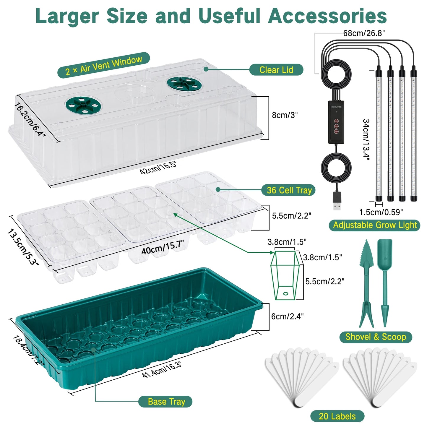 Kit Plateau de Démarrage de Graines avec Lumière de Croissance