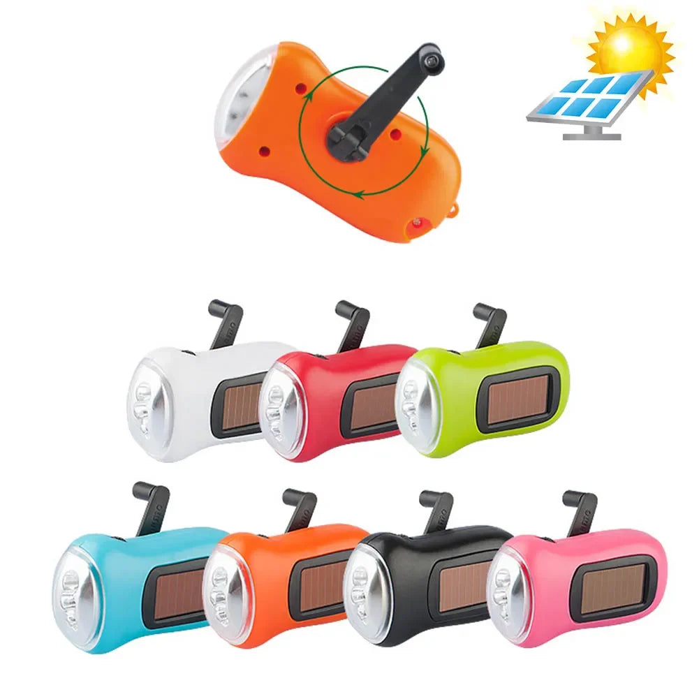 Lampe de Poche LED Dynamo & Solaire