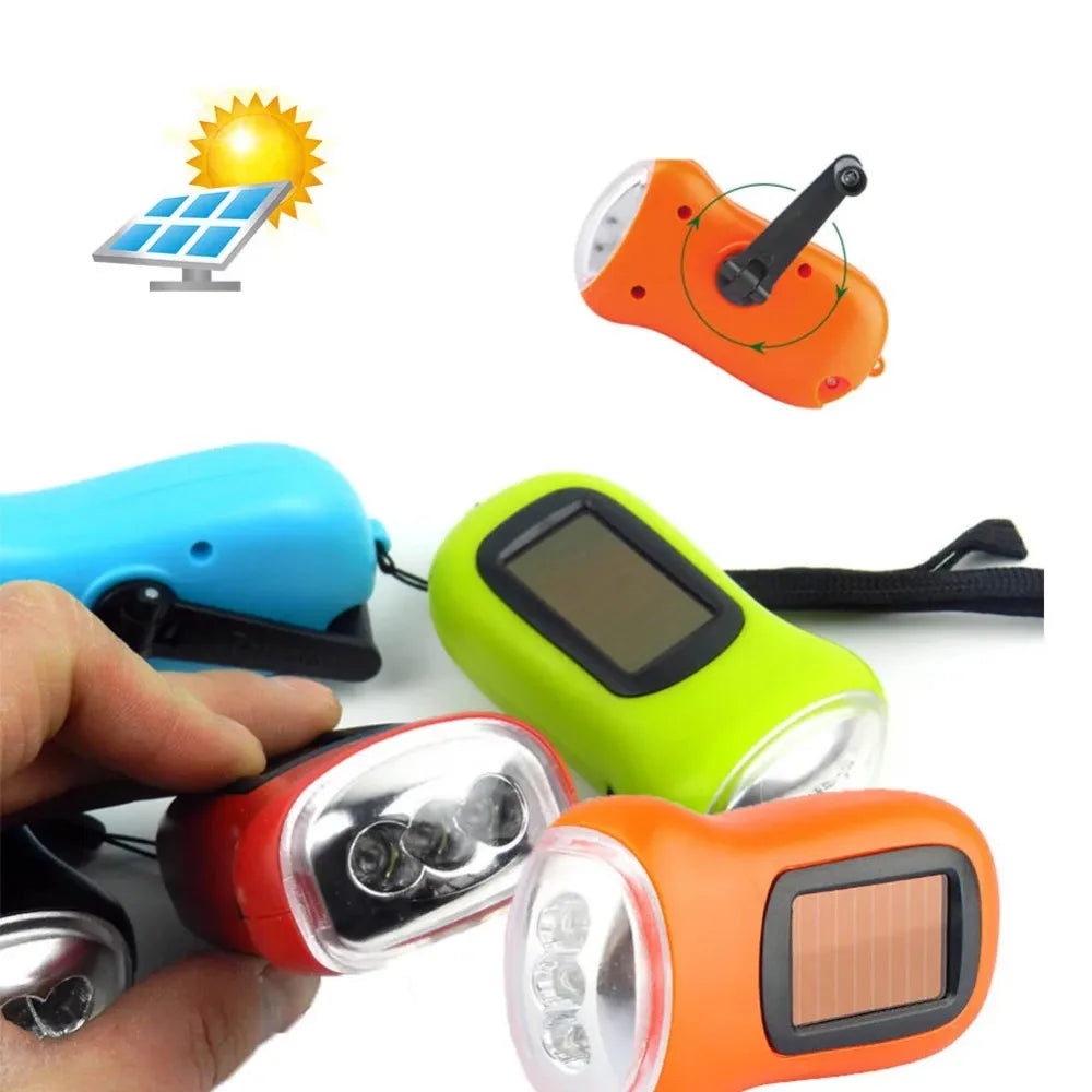 Lampe de Poche LED Dynamo & Solaire