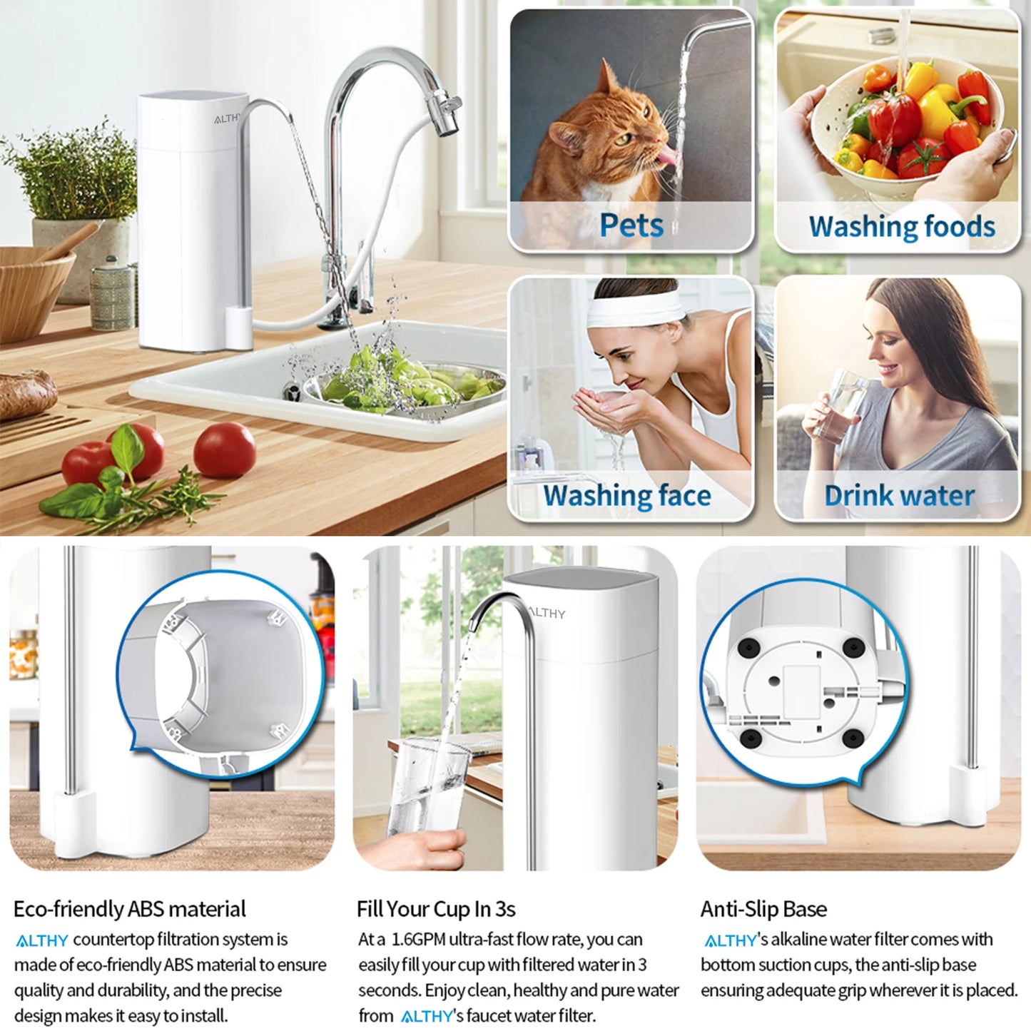 ALTHY – Filtre à Eau de Comptoir avec Ultrafiltration