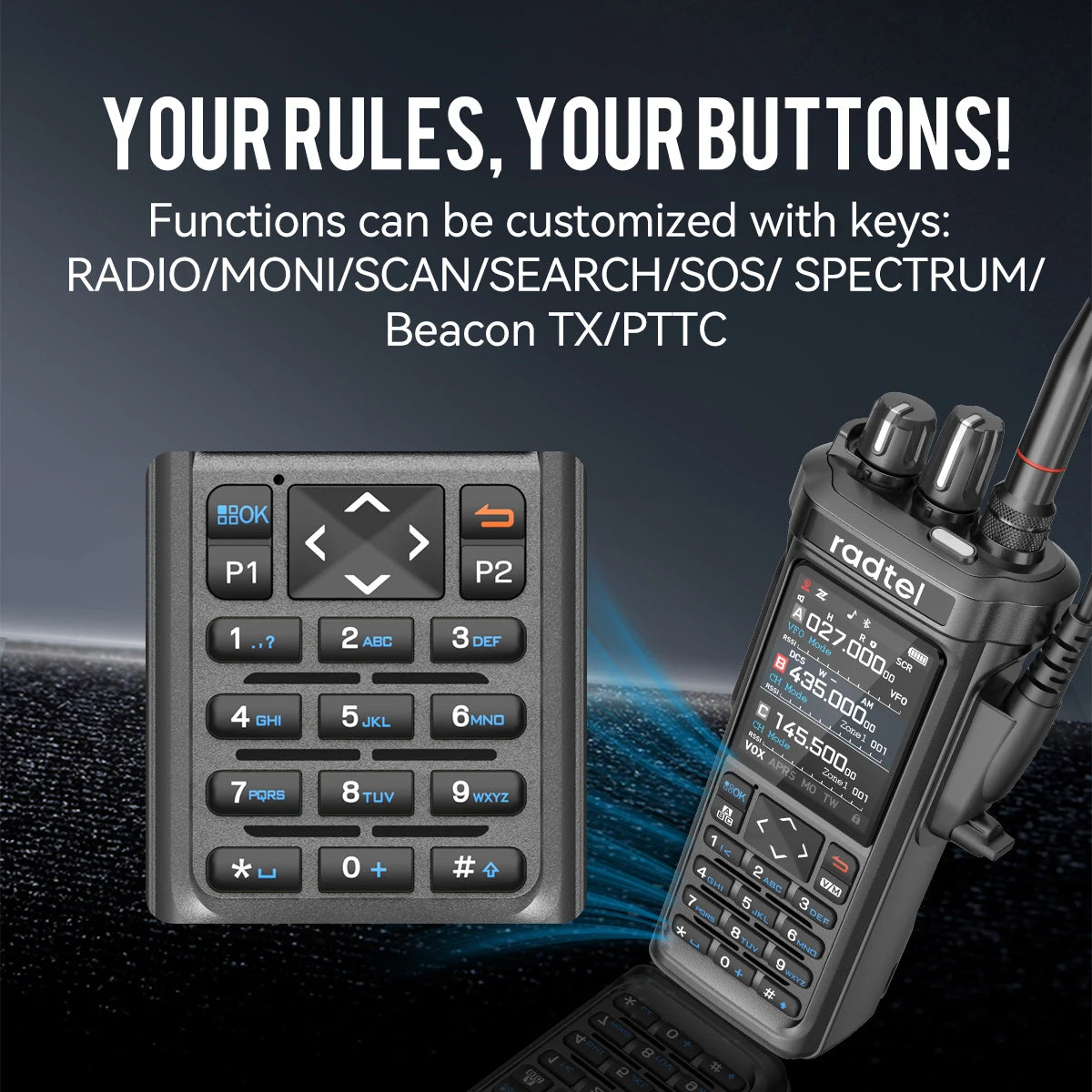 Radtel RT-950 PRO talkie-walkie AM/FM/CB/LSB/USB/CW récepteur avec GPS APRS 10W