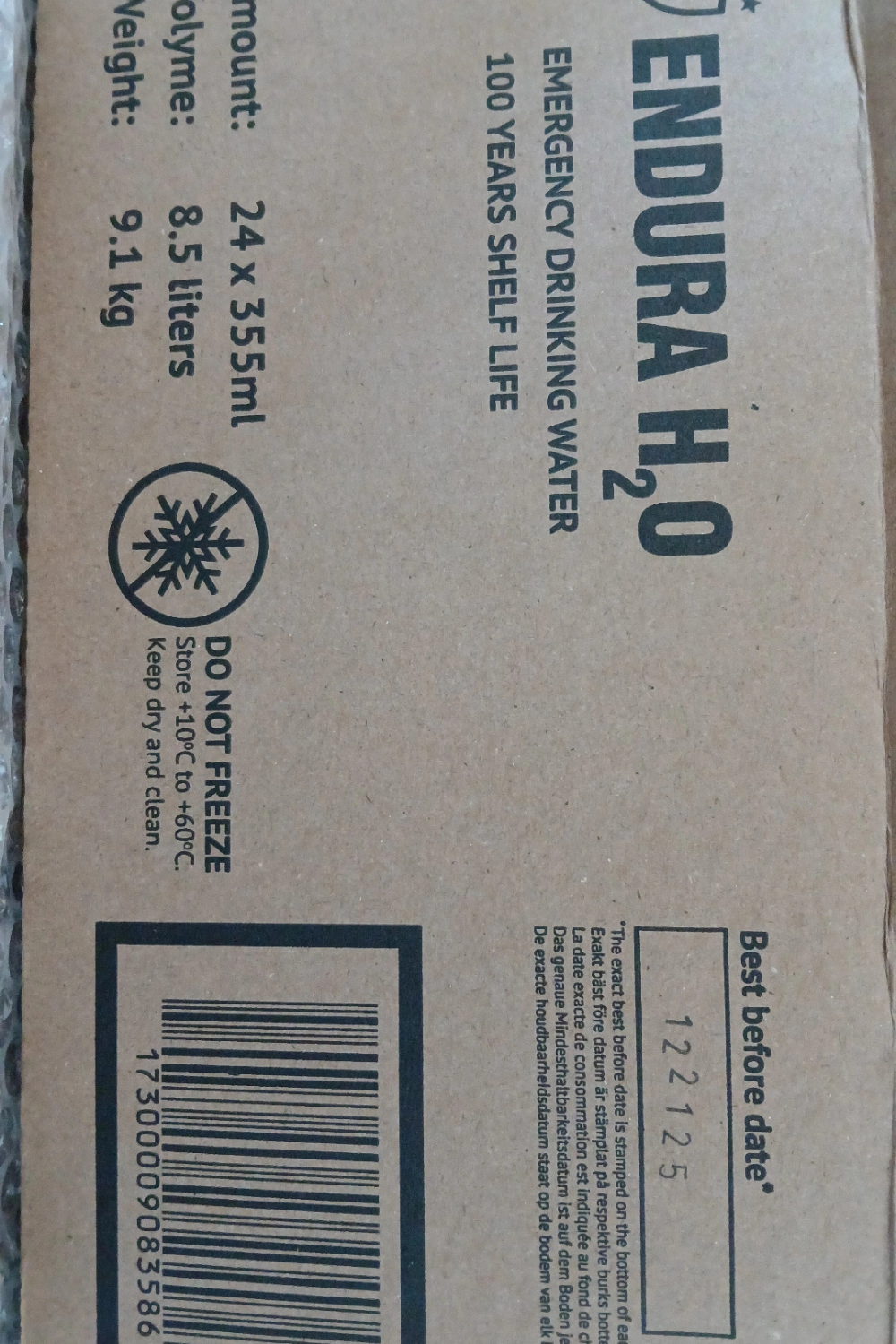 ENDURA H2O - Eau longue conservation (100 ans) - carton de 24 canettes