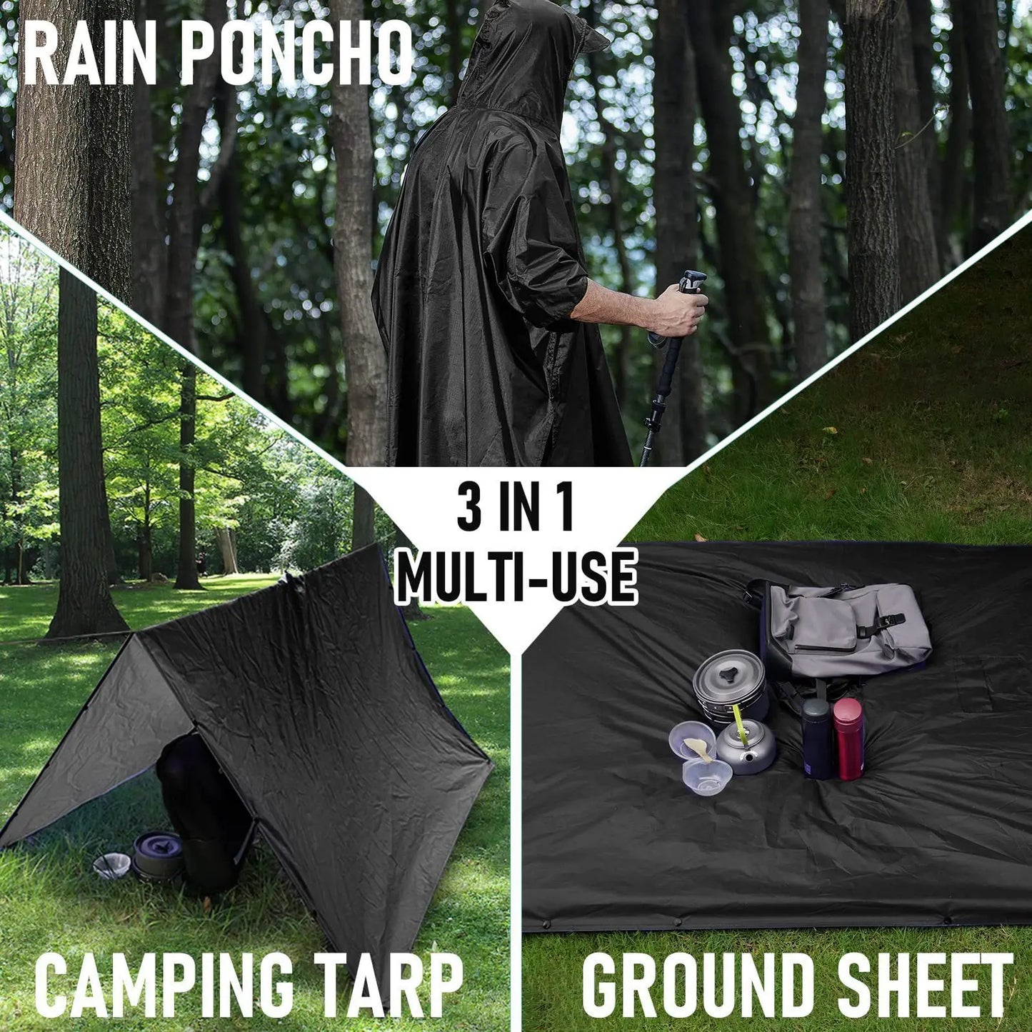 Poncho Militaire Imperméable 3 en 1 - Multifonction & Résistant