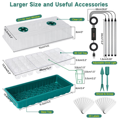 Kit Plateau de Démarrage de Graines avec Lumière de Croissance