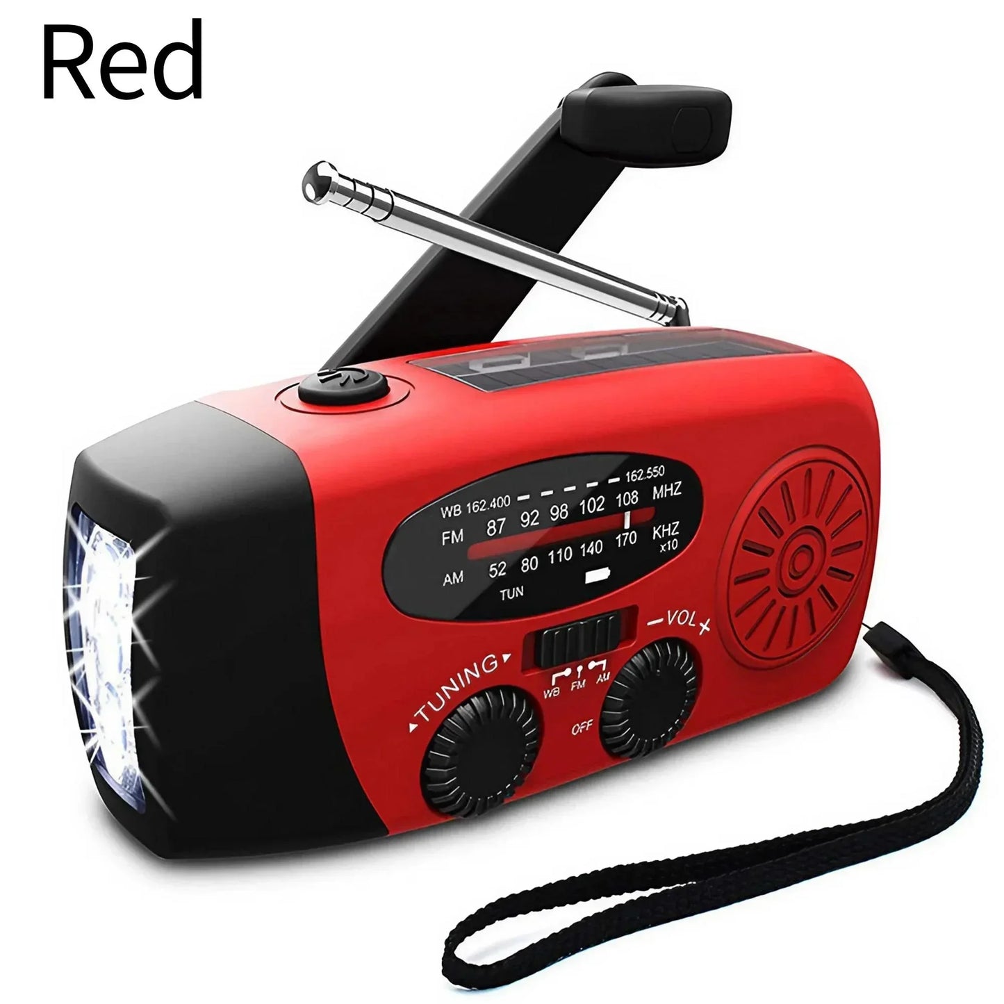 Radio d’urgence multifonction – Solaire, manivelle USB